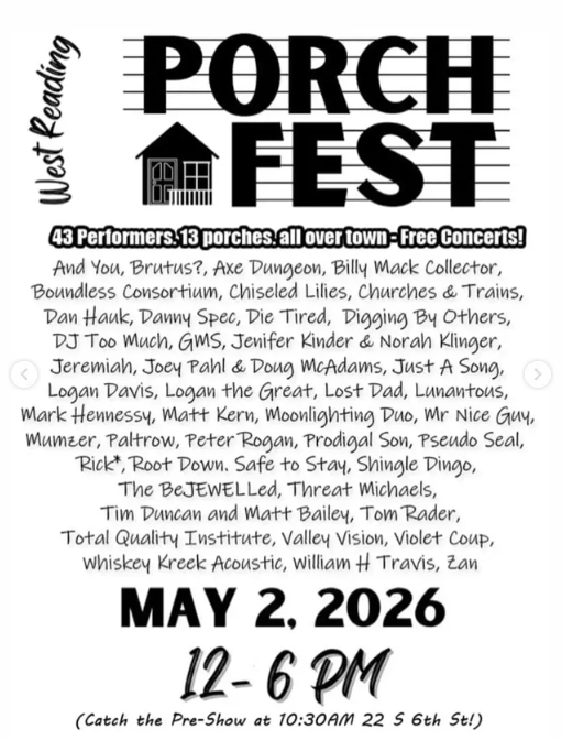 Flyer for Billy Mack Collector, Matt Kern, Churches and Trains, And You Brutus, Axe Dungeon, Boundless Consortium Chiseled Lilies, Dan Hauk, Danny Spec, Die Tired, Digging By Others, DJ Too Much, GMS, Jenifer Kinder and Noah Klinger, Jeremiah, Joey Pahl and Doug McAdams, Just A Song, Mark Hennessy, Moonlighting Duo, Mr Nice Guy, Mumzer, Paltrow, Peter Rogan, Prodigal Son, Pseudo Seal, Rick, Root Down, Safe to Stay, Shingle Dingo, The BeJEWELLed, Threat Michaels, Tim Duncan and Matt Bailey, Tom Rader, Total Quality Institute, Valley Vision, Violet Coup, Whiskey Kreet Acoustic, William H Travis, Zan