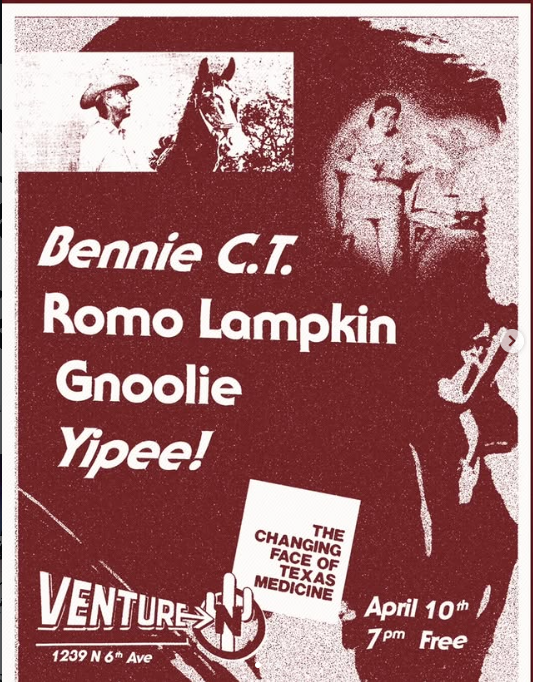 Flyer for Gnoolie, Bennie C.T., Romo Lampkin, Yipee!