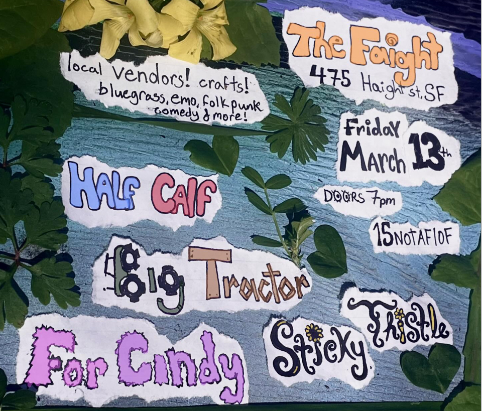 Flyer for Big Tractor, Half Calf, For Cindy, Sticky Thistles