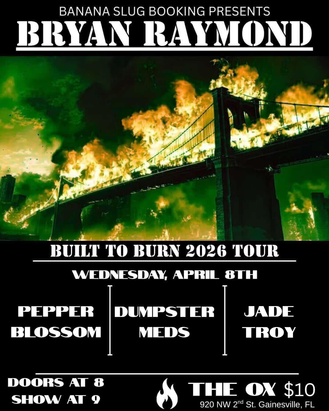 Flyer for Dumpster Meds, Jade Troy, Bryan Raymond, Pepper Blossom