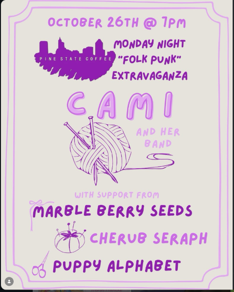 Flyer for Cherub Seraph, Marble Berry Seeds, Puppy Alphabet, Cami tunes