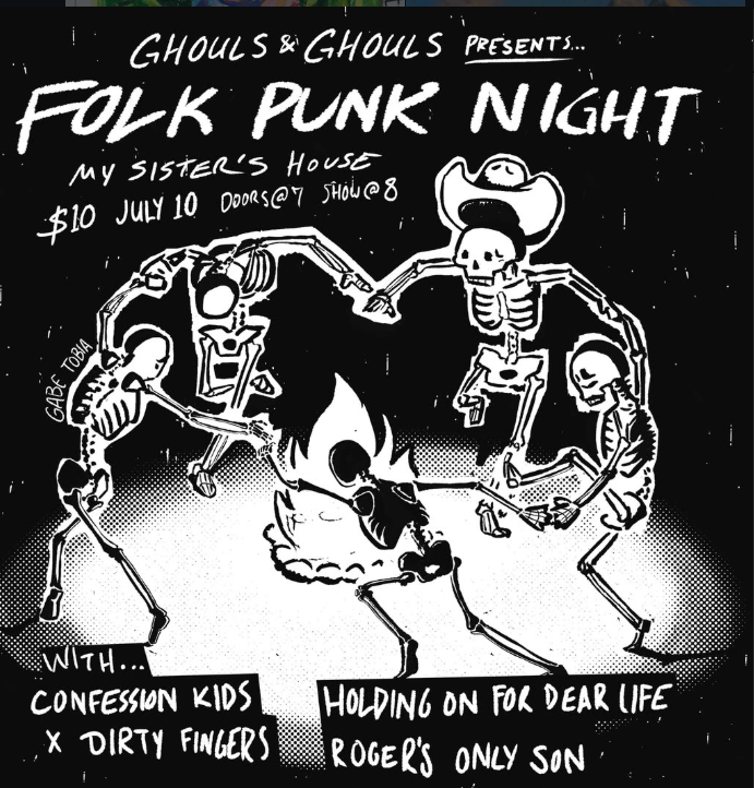 Flyer for Holding On For Dear Life, X Dirty Fingers, Confession Kids, Roger's Only Son