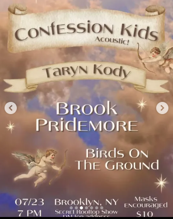 Flyer for Brook Pridemore, Taryn Kody, Confession Kids, Birds on the Ground