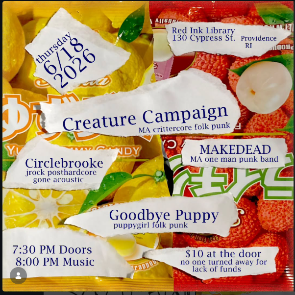 Flyer for Creature Campaign, MAKEDEAD, Circlebrooke, Goodbye Puppy
