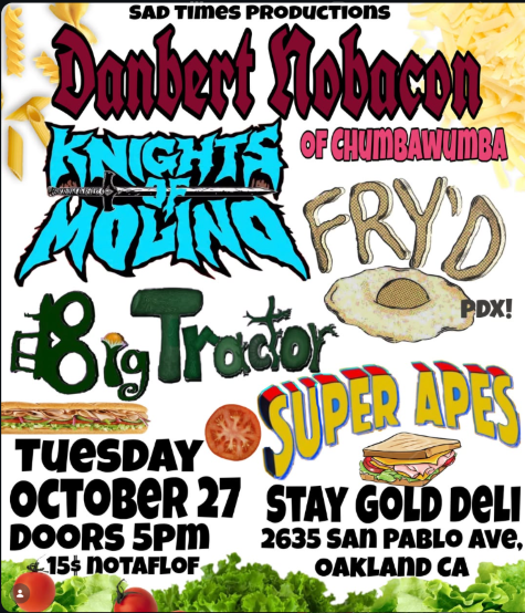 Flyer for Big Tractor, Danbert Nobacon, Knights of Molina, Fry'd, Super Apes