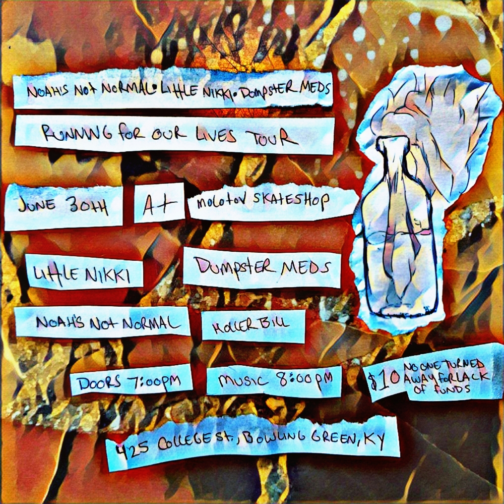 Flyer for Dumpster Meds, Little Nikki, Noah's Not Normal, Holler Bill
