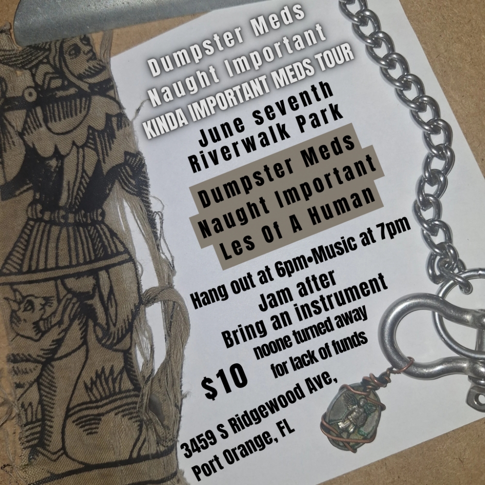 Flyer for Dumpster Meds, Les of a Human, Naught Important