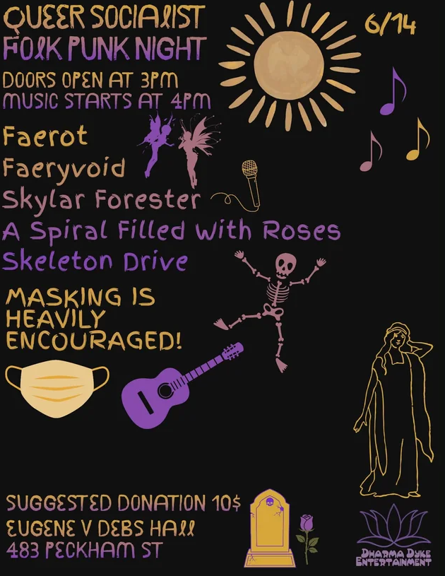 Flyer for Skeleton Drive, A Spiral Filled With Roses, Skylar Forester, Faerot, Faeryvoid