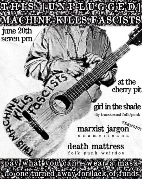 Flyer for Death Mattress, Girl in the Shade, Marxist Jargon