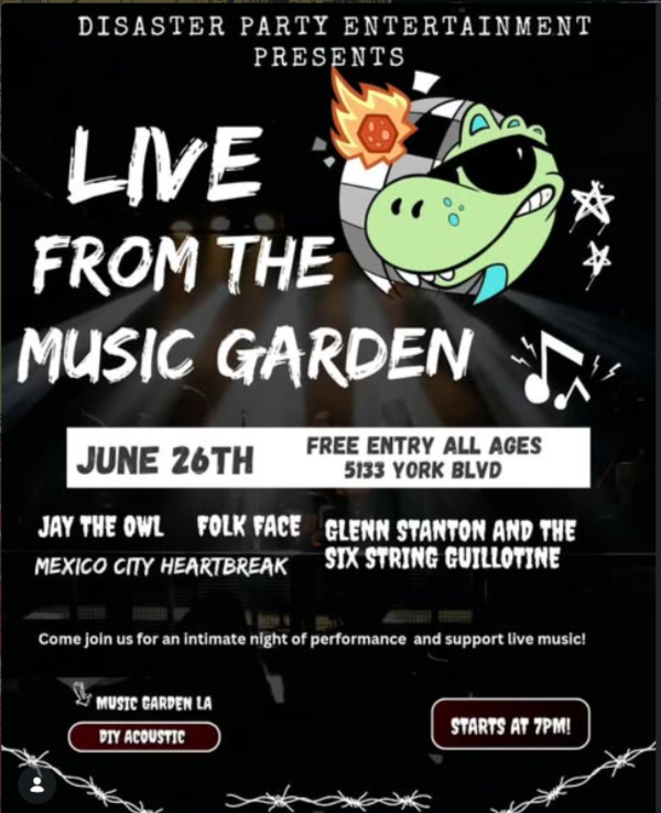 Flyer for Folk Face, Jay the Owl, Glenn Stanton And The Six String Guillotine, Mexico City Heartbreak