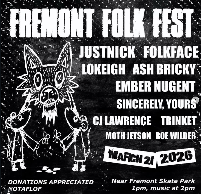 Flyer for Just Nick, CJ Lawrence, Ember Nugent, Folkface, Lokeigh, Ash Bricky, Sincerely yours, Trinket, Mot Jetson, Roe Wilder