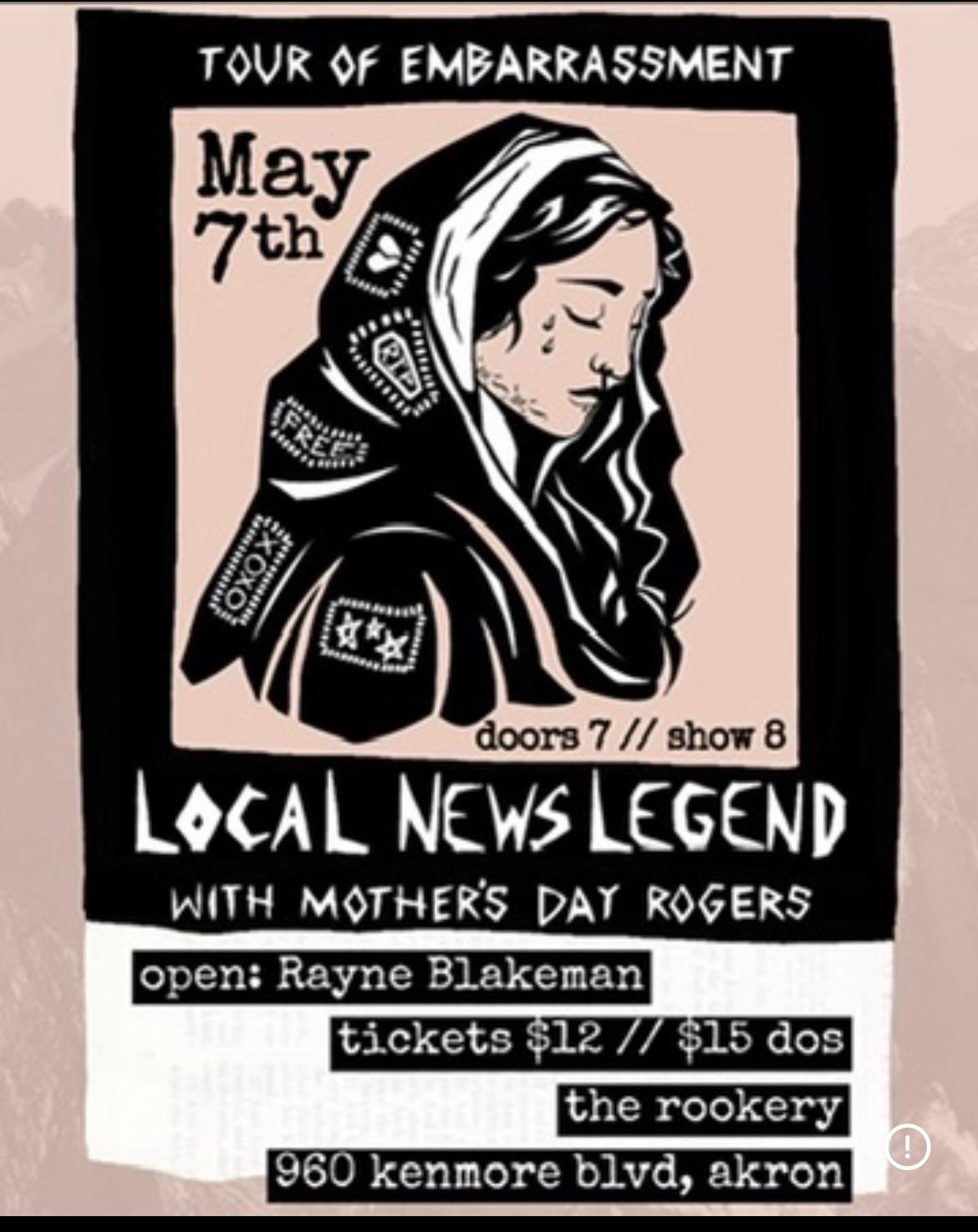 Flyer for Local News Legend, Mother's Day Rogers, Rayne Blakeman