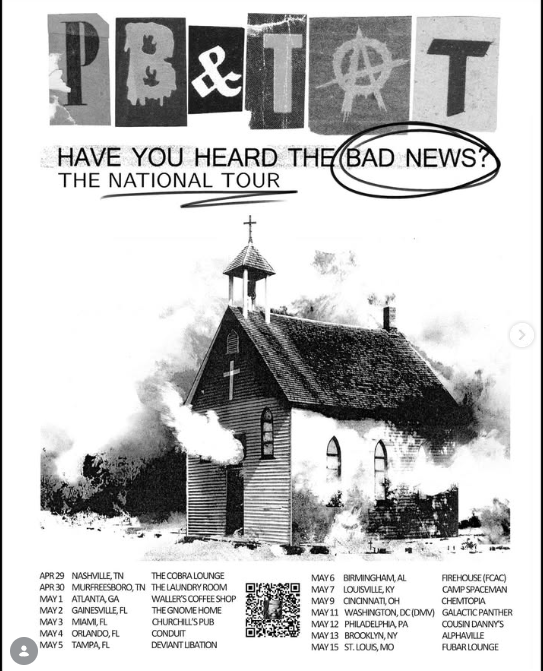 Flyer for PB&TAT, Gnomes of Neptune, Now Leaving Space, Piss Test