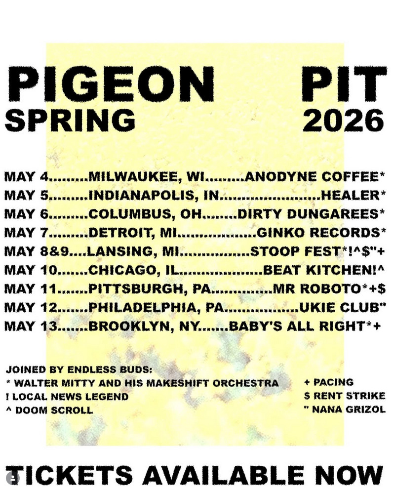 Flyer for Pacing, Pigeon Pit, Walter Mitty and His Makeshift Orchestra