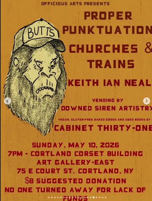 Flyer for Proper Punktuation, Churches and Trains, Keith Ian Neal