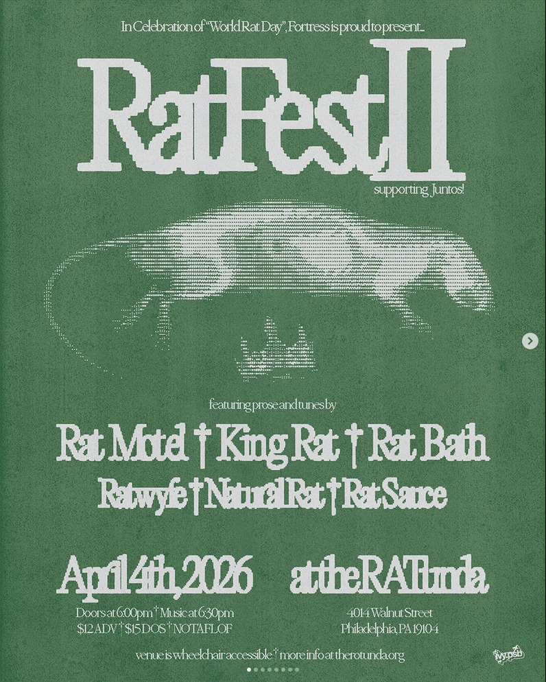 Flyer for Ratwyfe, Rat Motel, King Rat, Rat Bath, Natural Rat, Rat Sauce