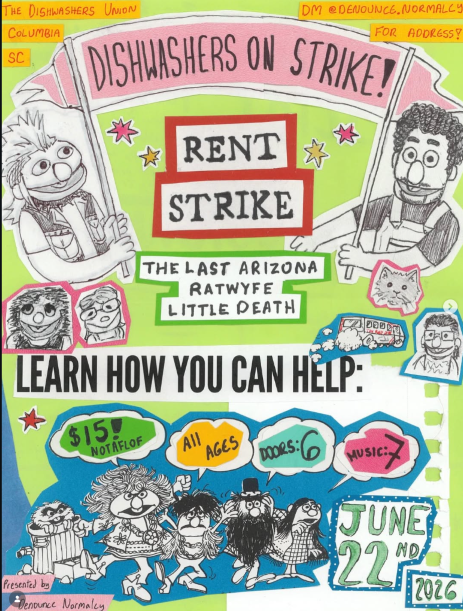 Flyer for Rent Strike, The Last Arizona, Ratwyfe, Little Death