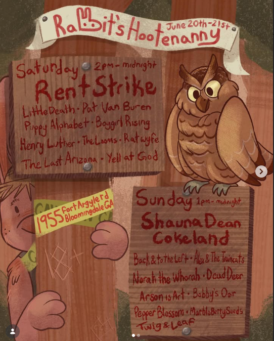 Flyer for Marble Berry Seeds, Twig & Leaf, Shauna Dean Cokeland, Pepper Blossom, Back & to the Left, Alex & The Traincats, Norah and the Whorah, Dead Deer, Arson is Art, Bobby's Oar