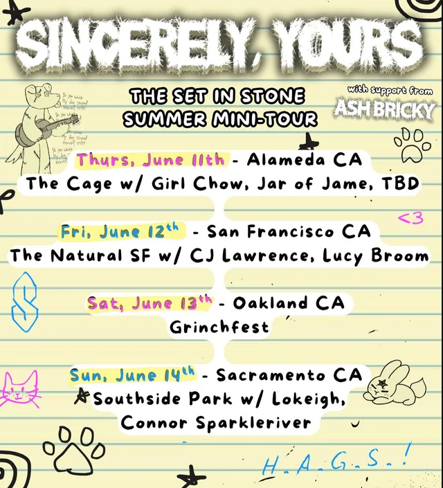 Flyer for Lokeigh, Ash Bricky, Sincerely yours, Conner Sparkleriver