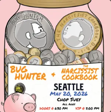 Flyer for The Narcissist Cookbook, Bug Hunter, Jam Mechanics