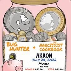 Flyer for The Narcissist Cookbook, Bug Hunter, Jam Mechanics