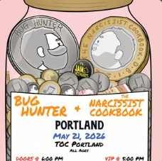 Flyer for The Narcissist Cookbook, Bug Hunter, Jam Mechanics