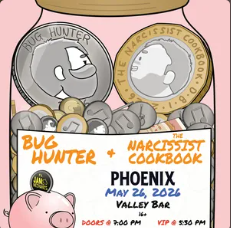 Flyer for The Narcissist Cookbook, Bug Hunter, Jam Mechanics